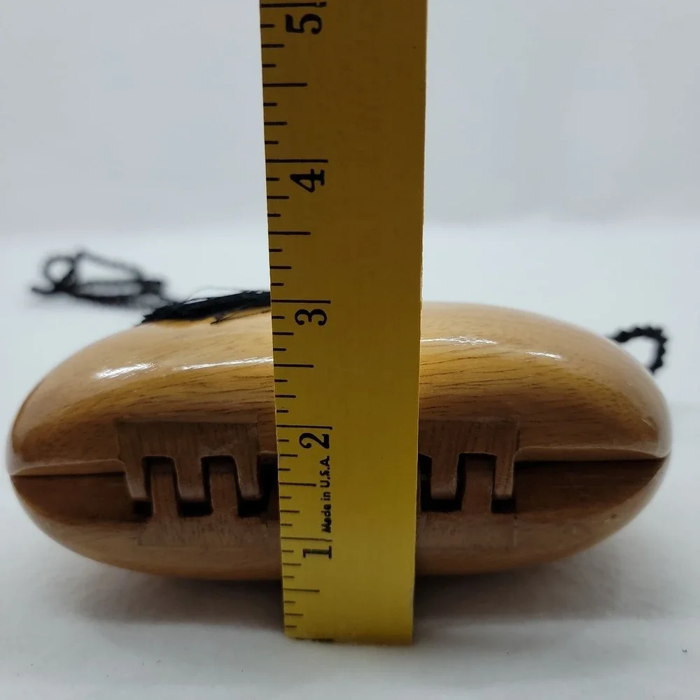 Timmy Woods Beverly Hills Handcrafted Clutch Bag Black Tassel Strap Acacia Wood